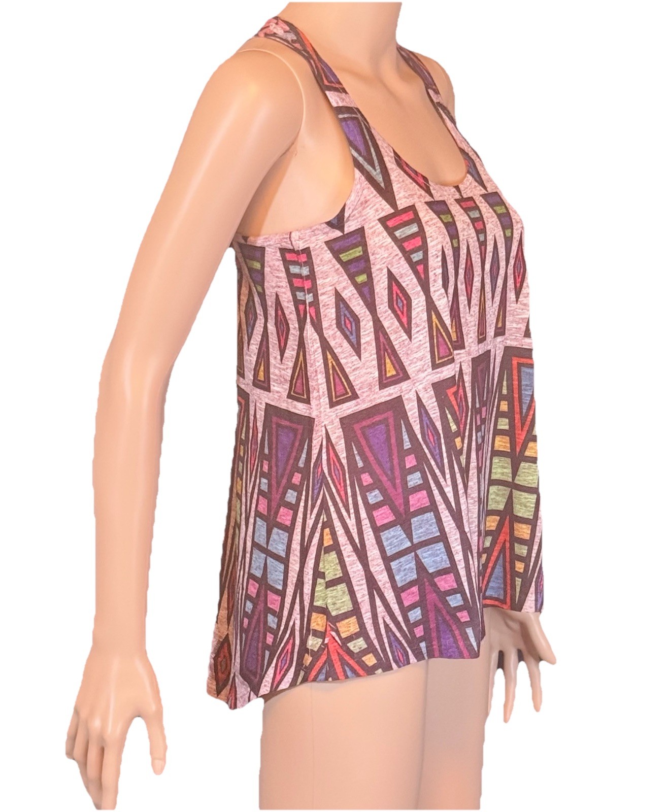 Sleeveless Racerback Tank Top Multi-Colored Geometric Abstract Fairycore Boho