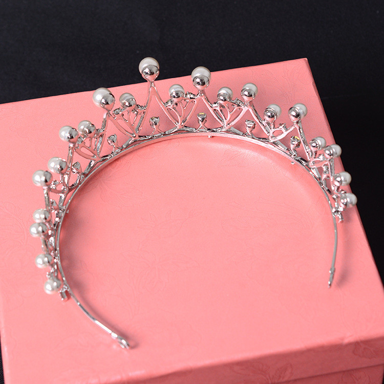 4.8cm Tall Pearl Crystal Tiara Crown Wedding Prom Queen Princess For Women