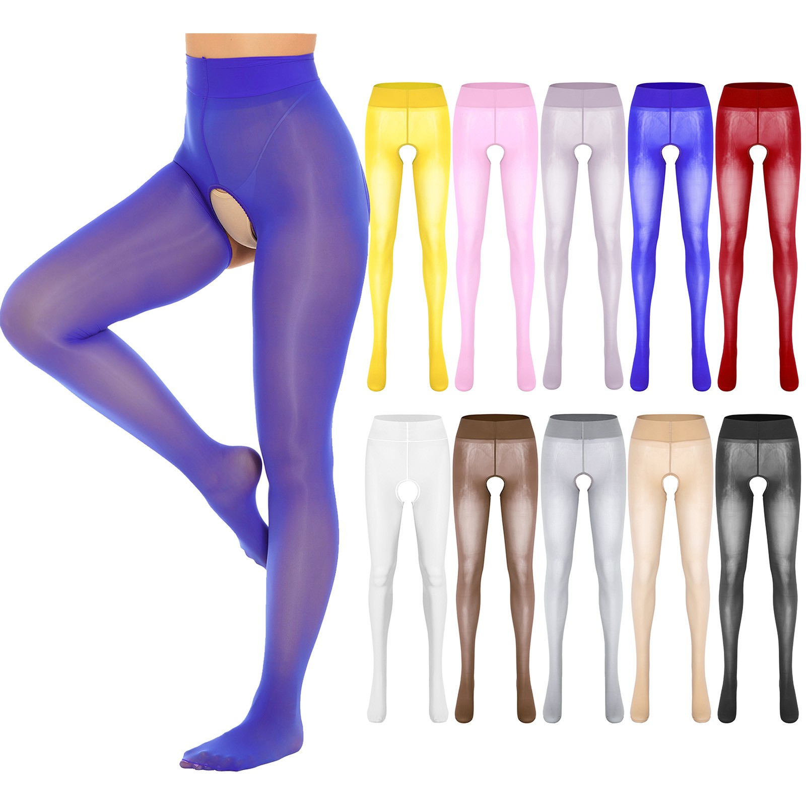 US Women Pantyhose Lightweight Tight Stretchy Hosiery Mesh Lingerie Open Crotch