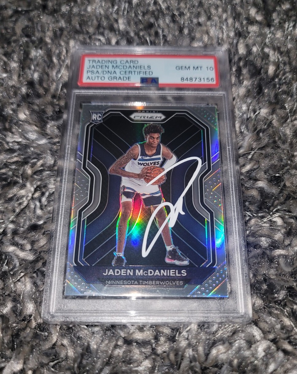 Jaden Mcdaniels Signed 2020 Panini Prizm Silver Rookie #277 PSA GEM MT 10 AUTO