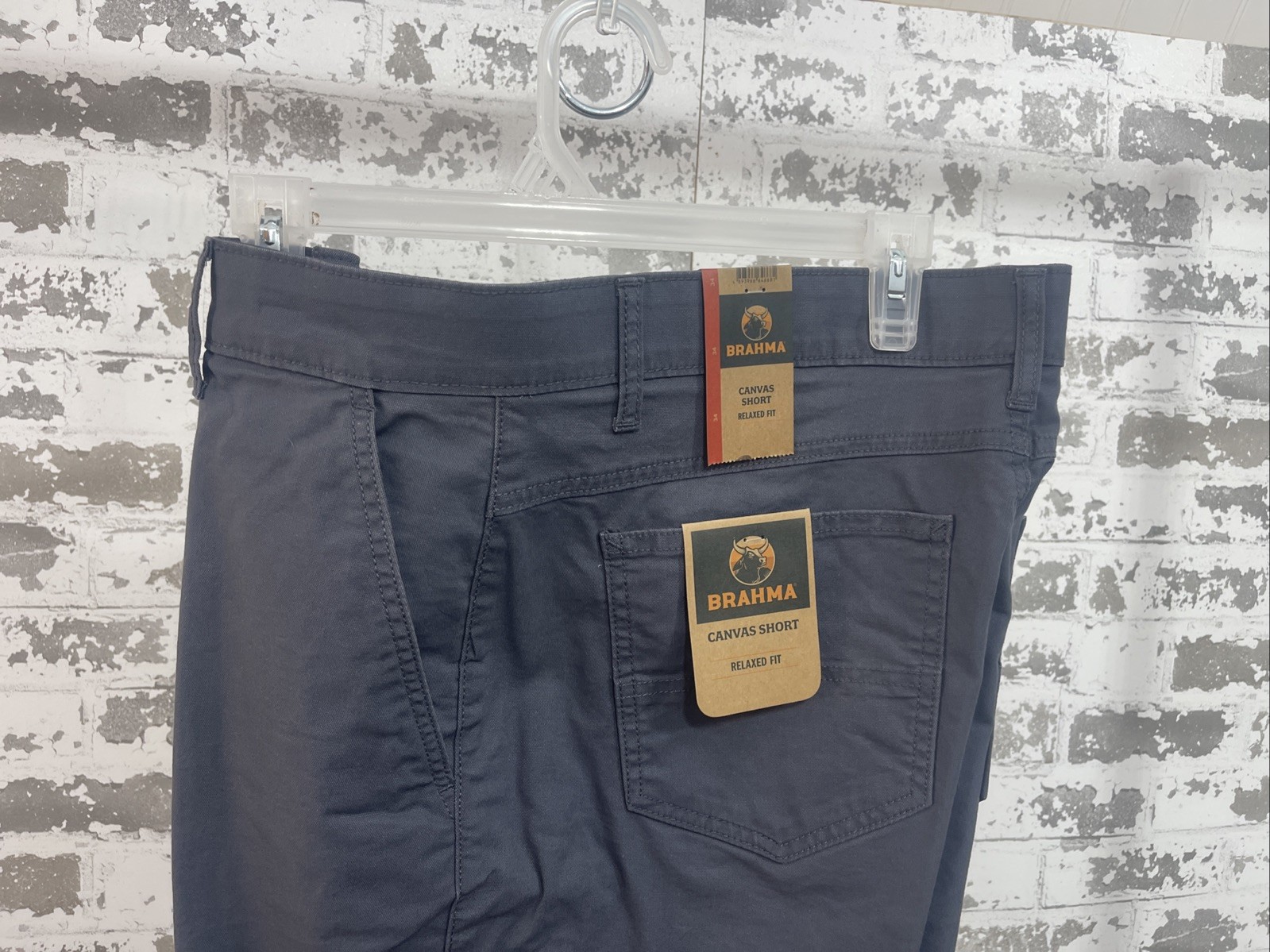 NWT Brahma Canvas Shorts Mens 34 Gray Relaxed Fit 9 in Inseam Stretch Utility