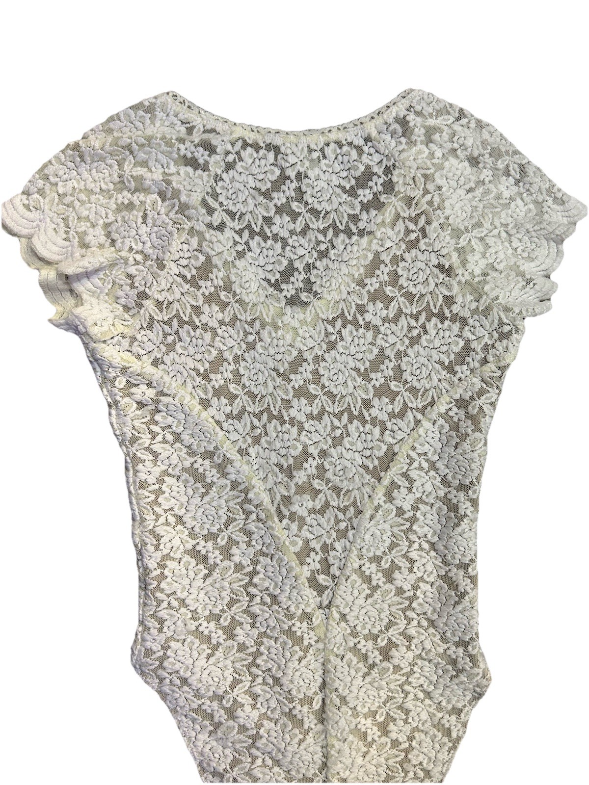 Bebe White Floral Lace Bodysuit Women’s Small Y2K Coquette Fairy Grunge Vintage