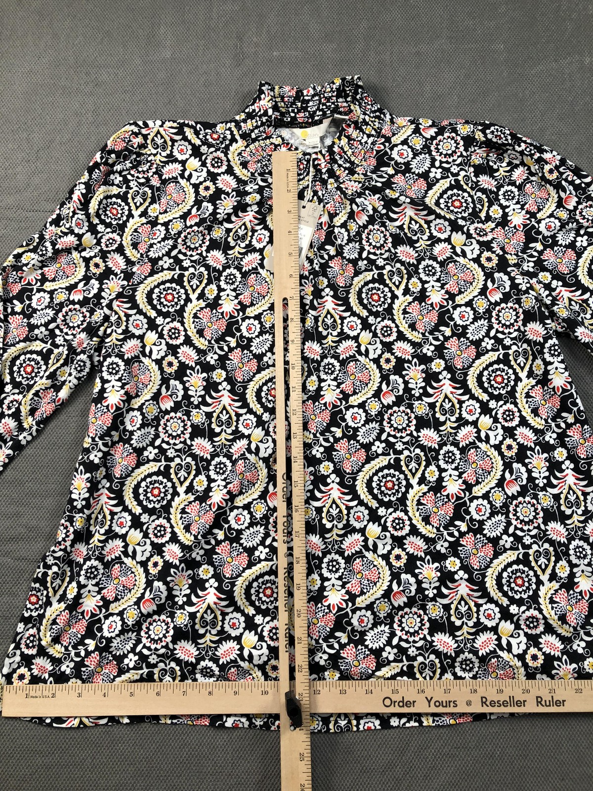Boden Blouse Womens 16-18 Plus Multicolor Mock Neck Long Sleeve Floral Top NWT