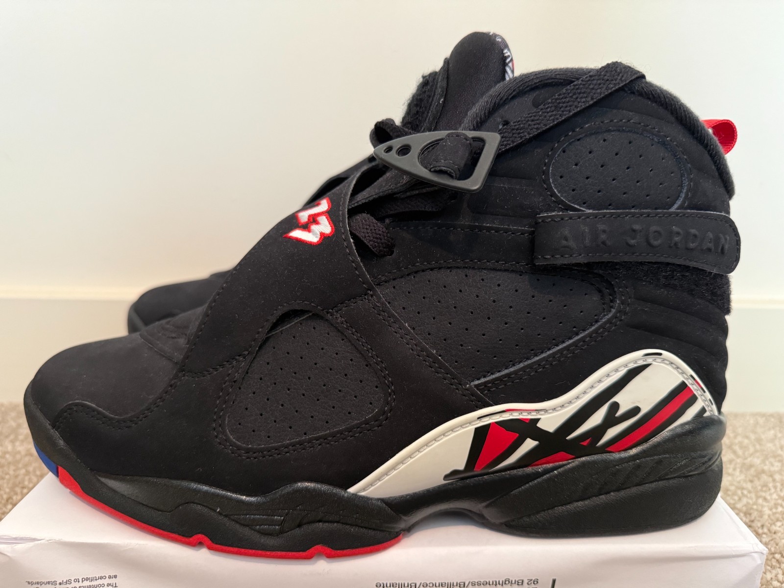 Nike Air Jordan 8 Retro Playoffs Black/True Red-White 305381-062 sz 8.5