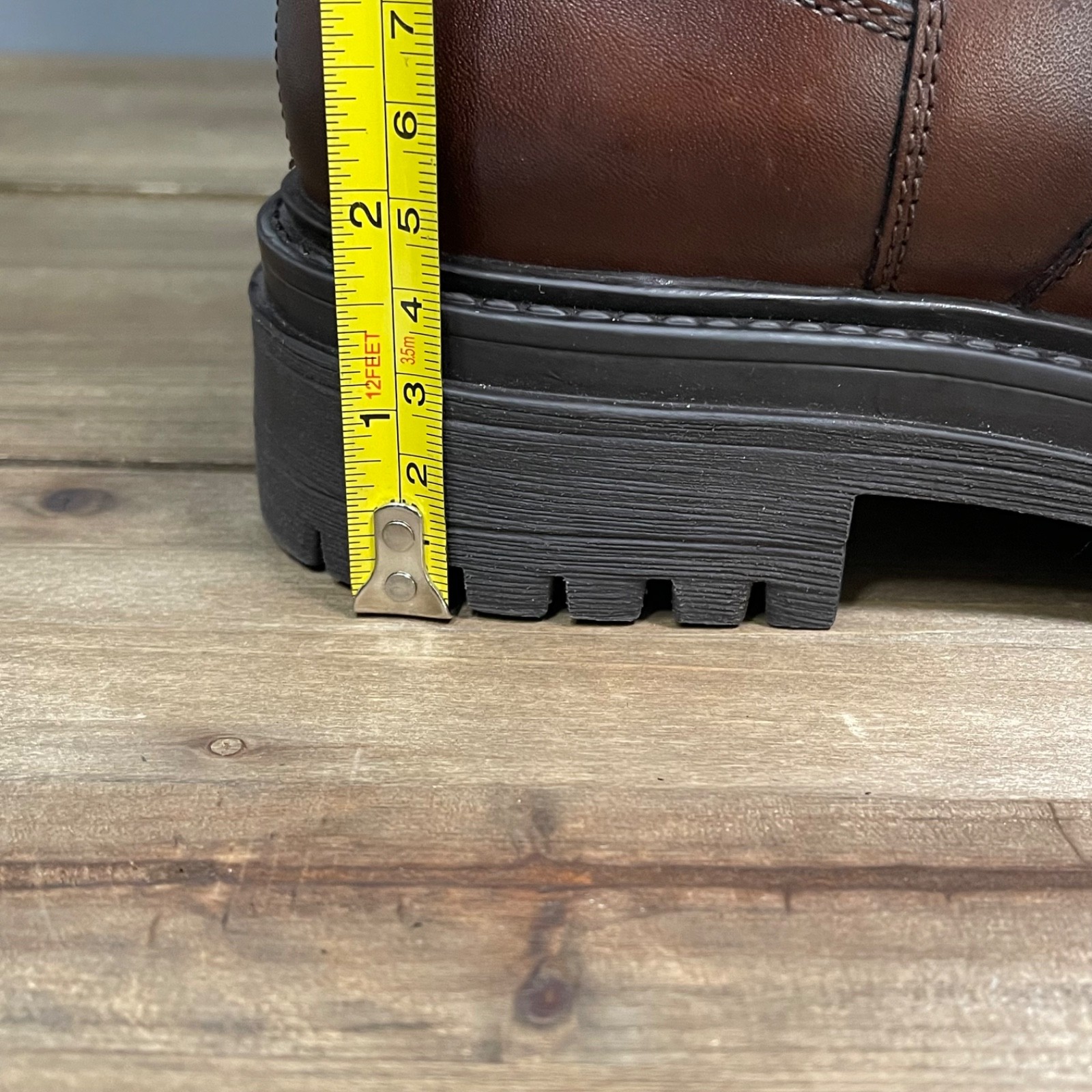 Geox Respira Women’s Boots Size 37 Brown Leather Mid Calf Chunky Lug Sole Zip Up