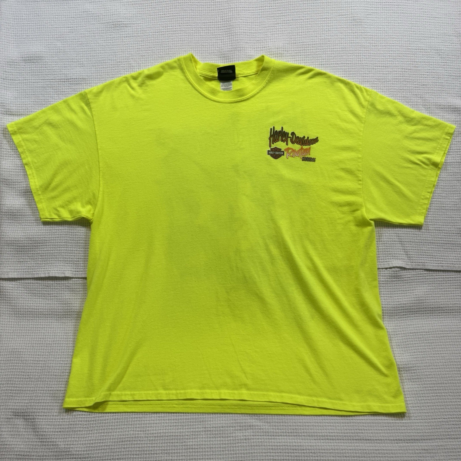 Harley Davidson T-Shirt Men’s XXL Roatan Honduras Neon Yellow