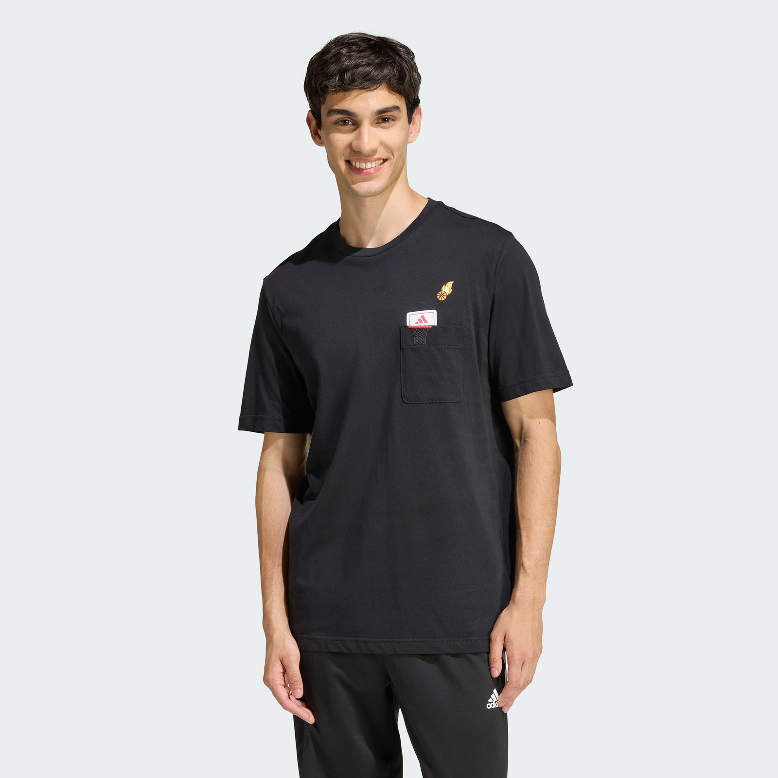 adidas men MINI EMBROIDERY BASKETBALL GRAPHIC T-SHIRT