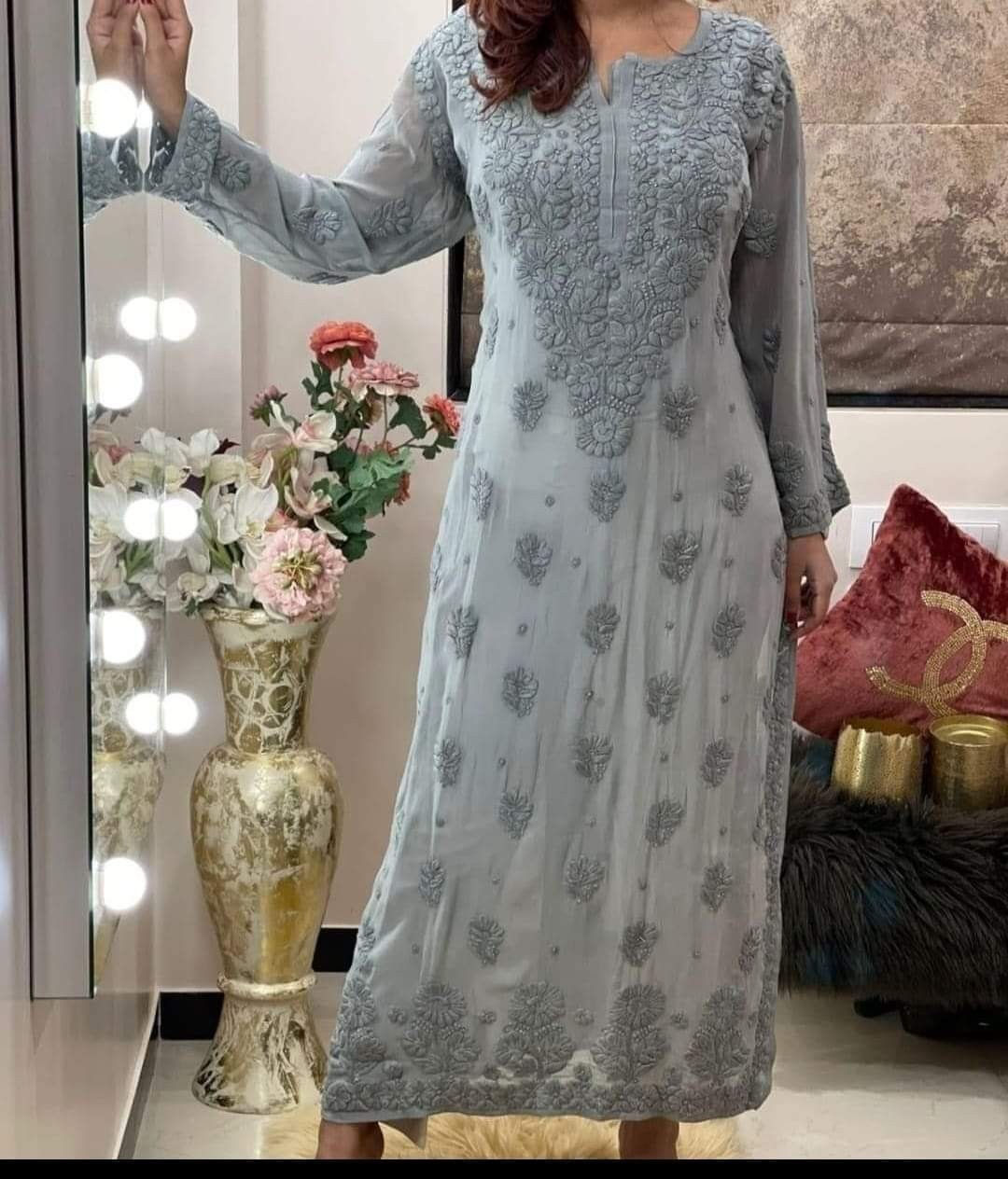 Premium Heavy Design Modal Kurti – Hand Embroidery with Ghas Patti Work | Dyeabl