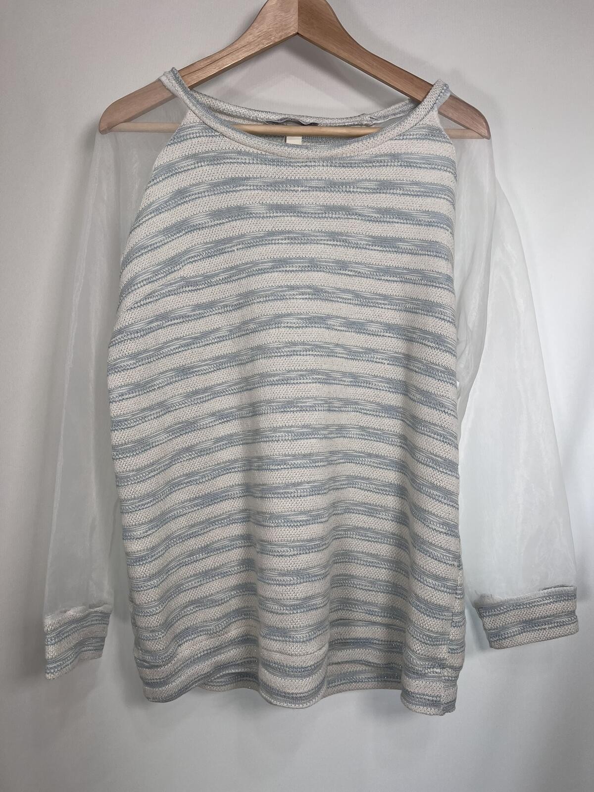 Frederick Ian Long Sleeve Sheer Sleeve Knit Shirt Women’s Large