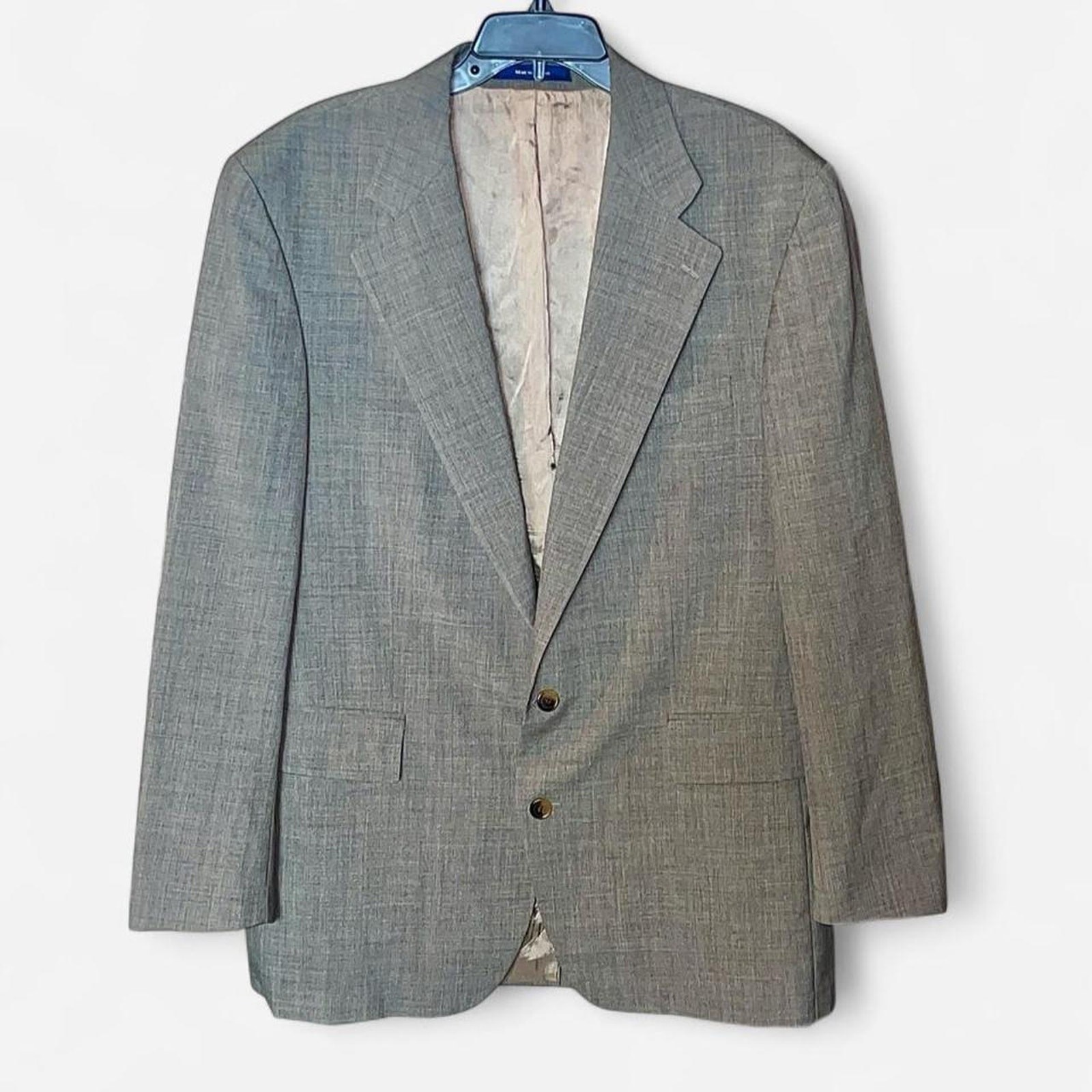 Chaps Ralph Lauren MENS Vintage Wool Taupe Sharskin Blazer – Size 44T