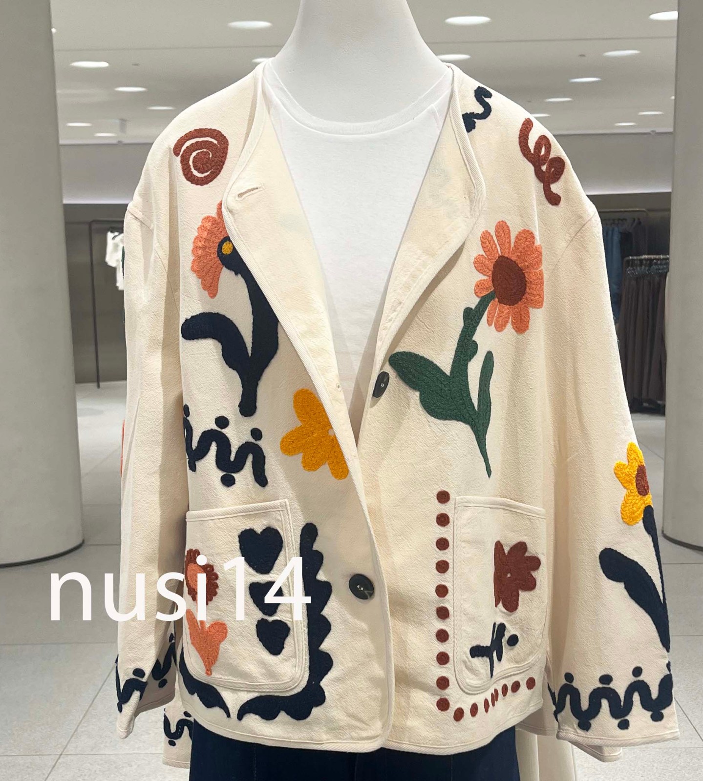 ZARA NEW WOMAN 100% COTTON EMBROIDERED FLORAL JACKET ECRU XS-XL 3046/106/712