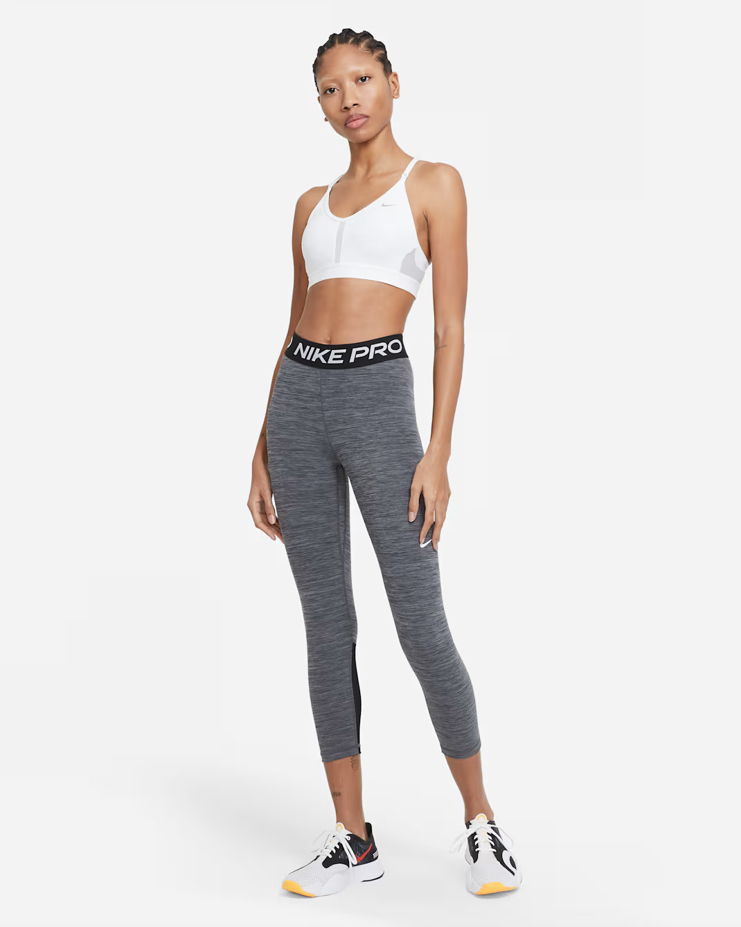 NIKE INDY V NECK WOMEN DRI-FIT LIGHT PADDED SPORTS TRAINING BRA WHITE#CZ4456-NWT