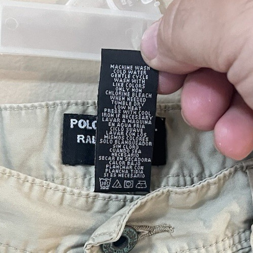 Polo Jeans Co Ralph Lauren Men 34 Vintage Cargo Shorts Khaki Tan 100% Cotton GUC