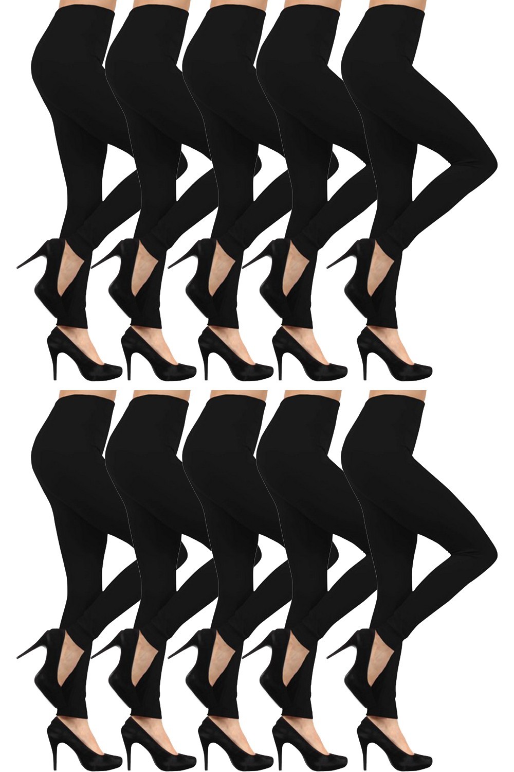 10 Pcs Pack Women Soft Skin Leggings Full Length NWT Two Sizes Black Color