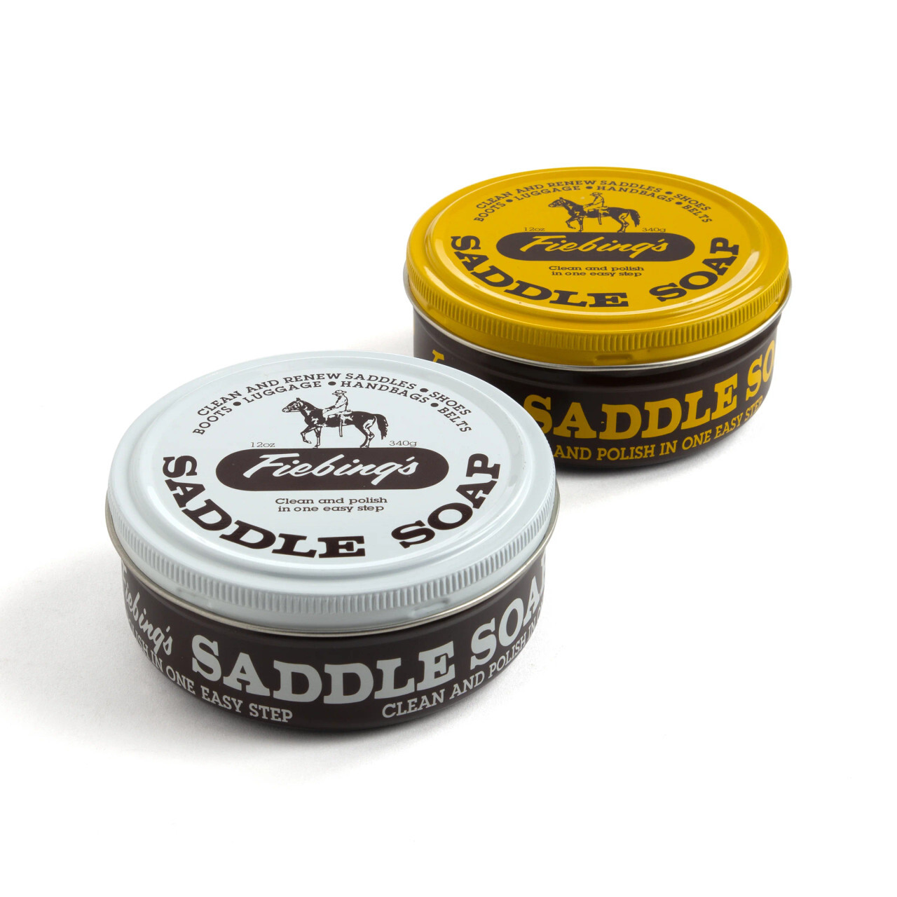 Fiebing’s Saddle Soap, Leather Cleaner, Conditioner 12 oz – WHITE or YELLOW – JU