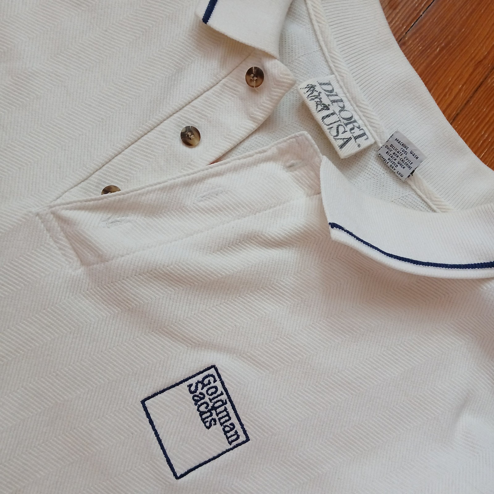 vintage diport goldman sachs mens xlarge s/sleeve pullover knit shirt