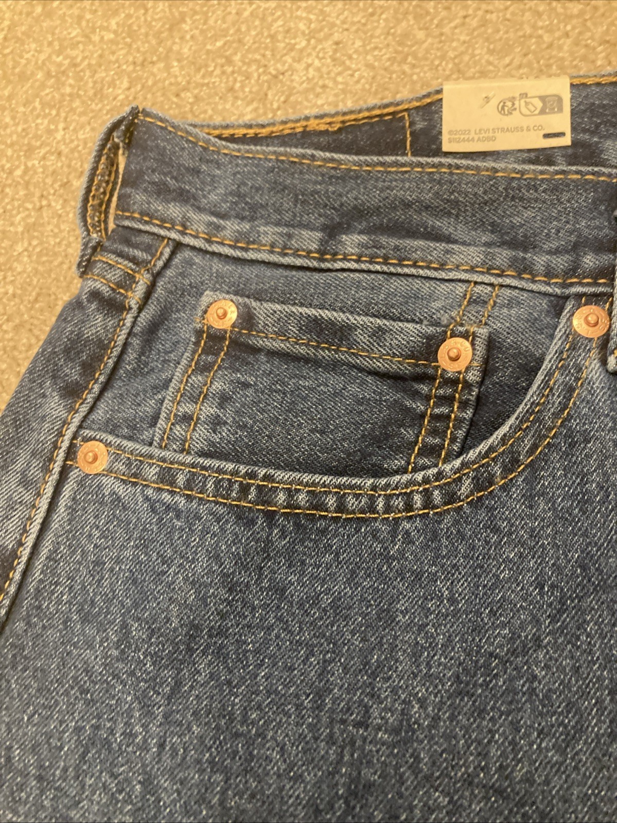 Mens SIZE 31W 30L Levi’s 505 Dark Stonewash Regular Fit Straight Leg 100% Jeans