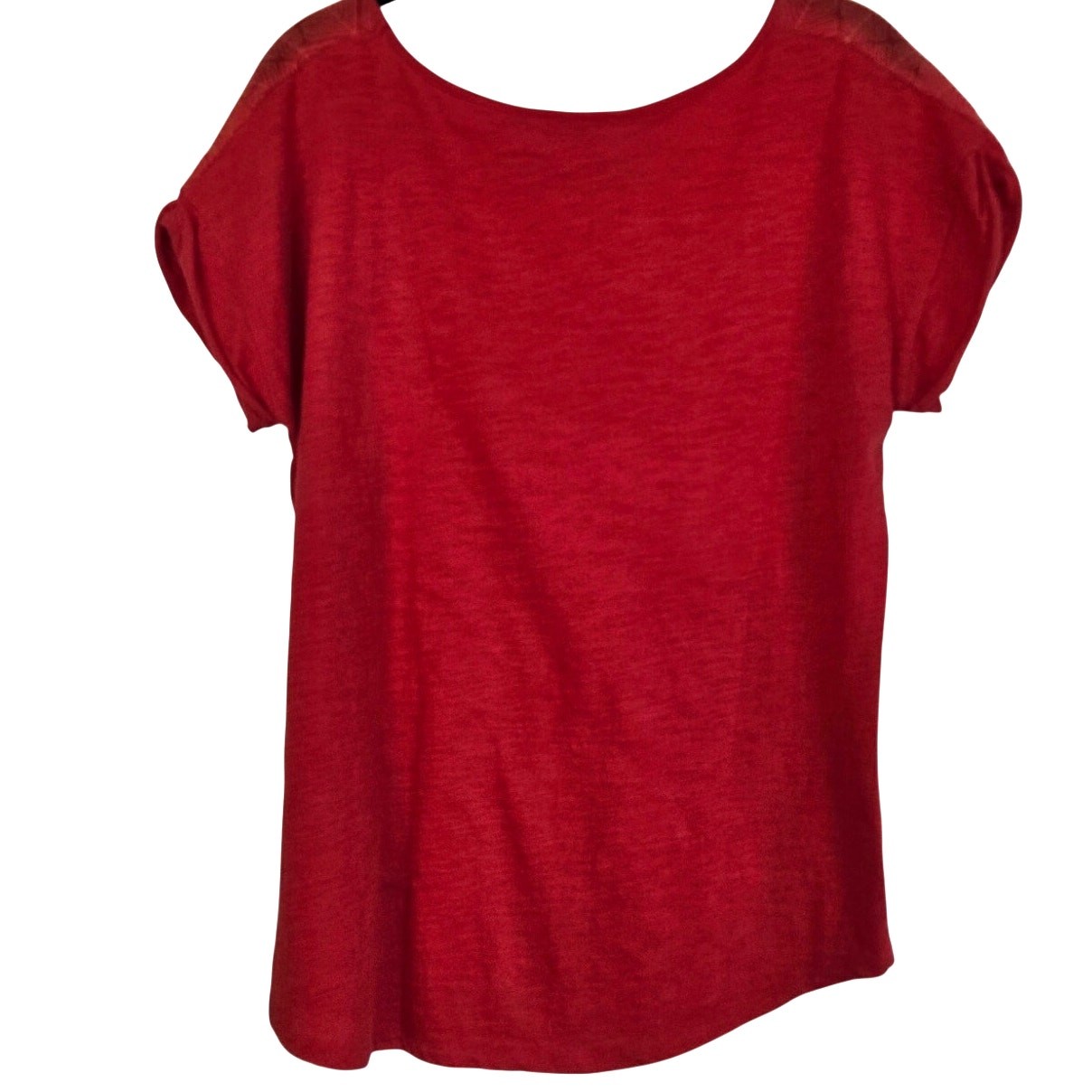 Lucky Brand Boho Casual Red Textured Geometric Diamond Short Sleeve Women’s XS