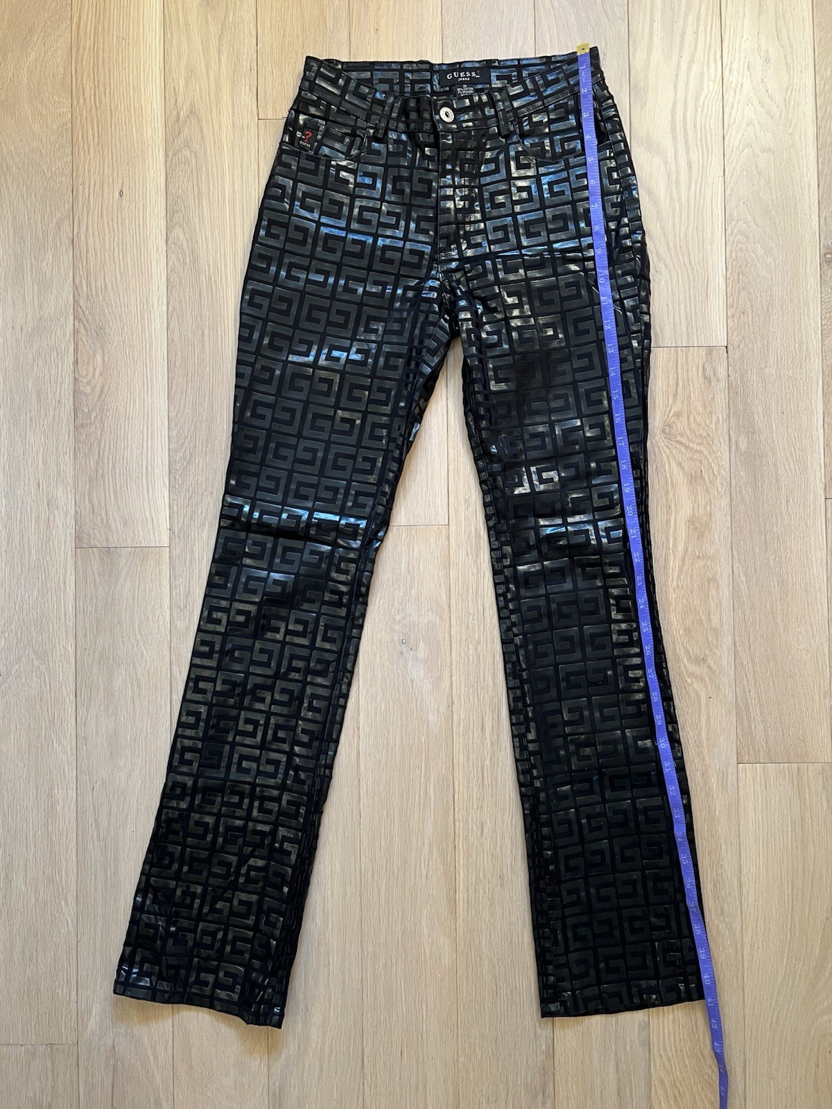 Guess Jeans Glamour 24 Vintage Shiny Black Pattern – Rare
