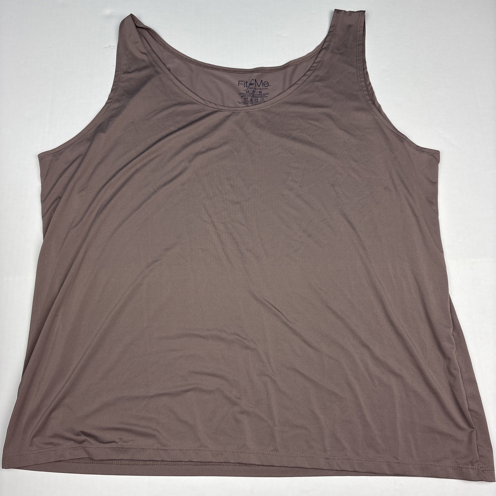 Fit for Me Fruit of the Loom Women 4x Tank Top Brown Solid Polyester Spandex