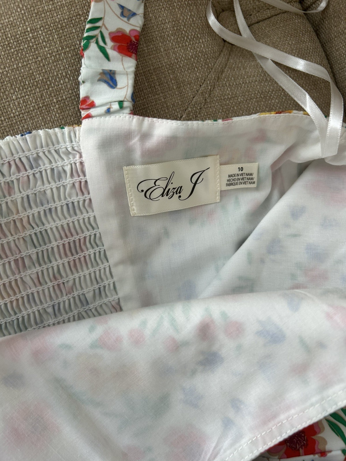 NWT Eliza J Floral Dress Size 10 Knee Length Square Neck Ruffle Tiered Bow Party