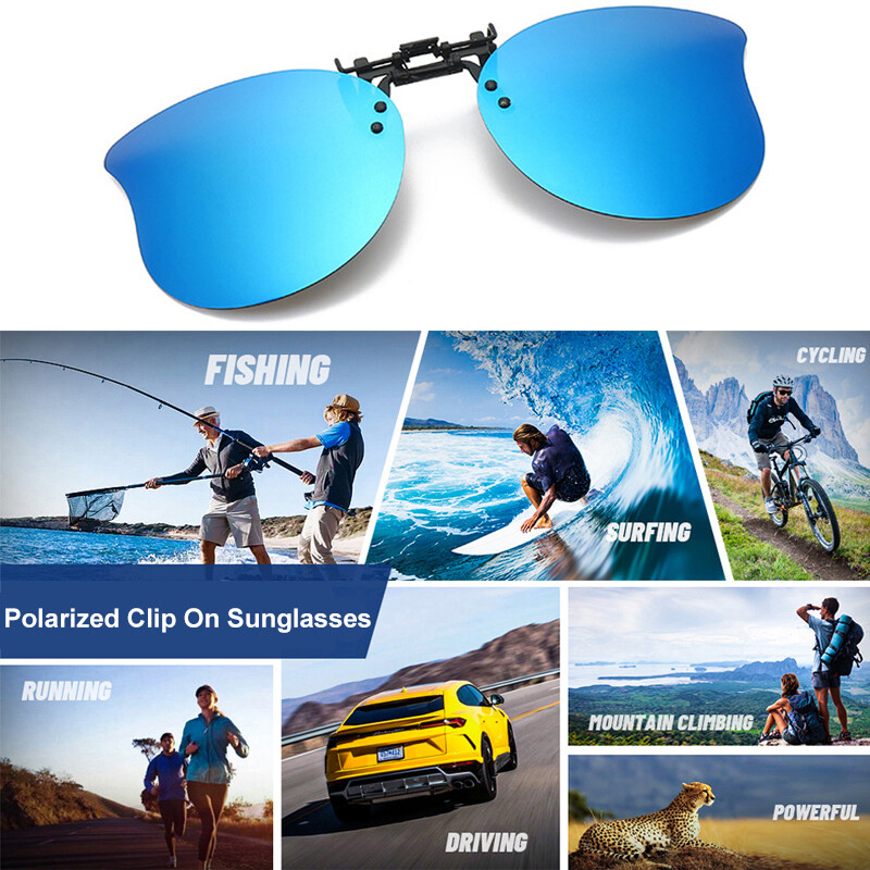 Polarized Clip-on Sunglasses Rimless Flip Up Lens Fit Over Prescription Glasses