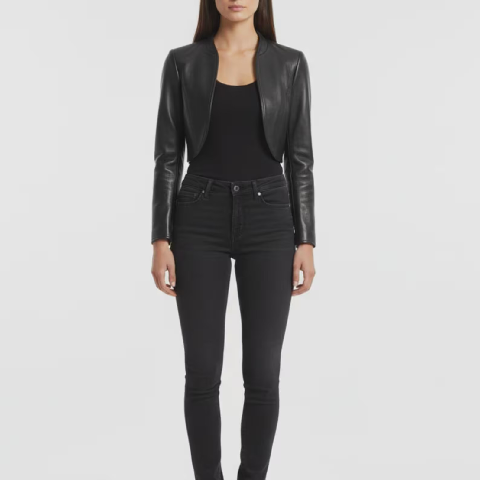 Women’s Handmade Black Cropped Bolero Leather jacket – Women’s Cropped Black