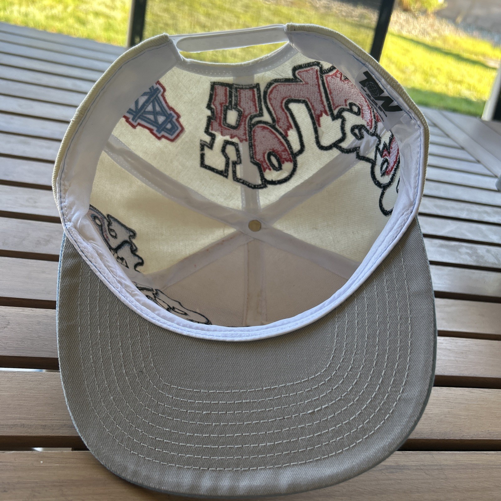Houston Oilers Double Graffiti TOW Custom Snapback Hat Cap Cream Dome Two Tone