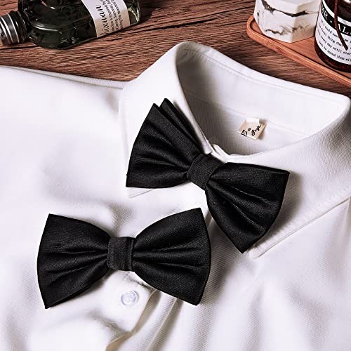 Geyoga 2 Packs Clip on Bow Ties for Men Solid Bow Tie for Costume Wedding