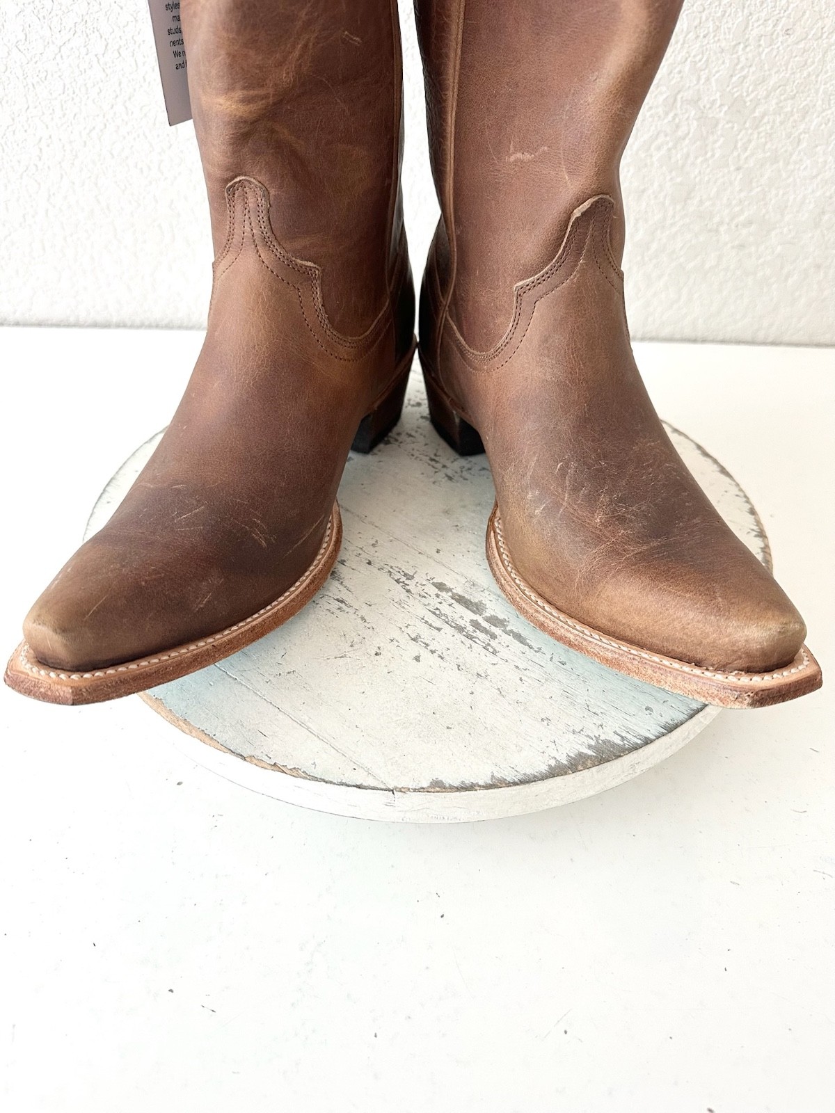 Lane EMMA JANE Brown Cowboy Boots Western Cowgirl Mid Calf Tall Snip Toe 8.5
