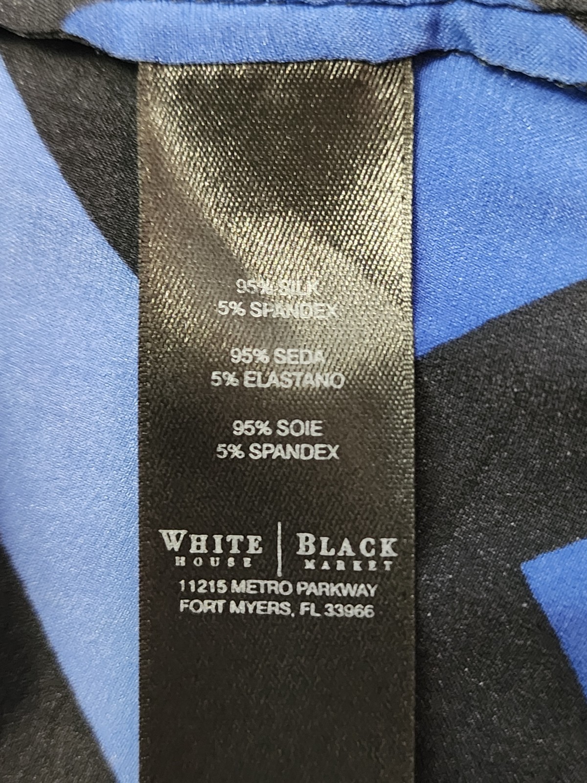 White House Black Market Silk-Spandex Stretch Halter Top Geometric Size 10