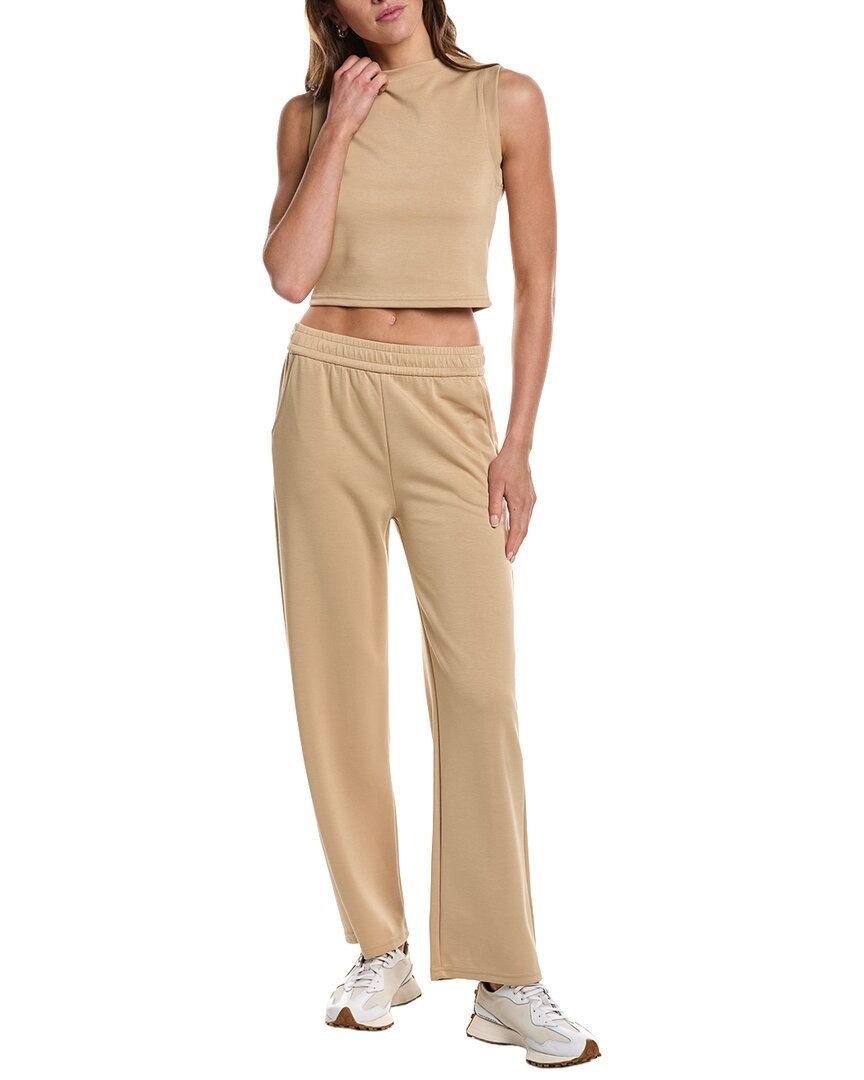 Marion 29In 2Pc Crop Tank & Wide Leg Pant Lounge Set Women’s Brown Large