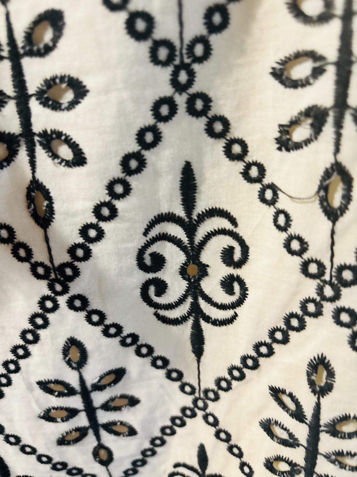 Primark 100% Cotton Embroidered Beige and Black Wide Leg Trousers, Plus Size -20
