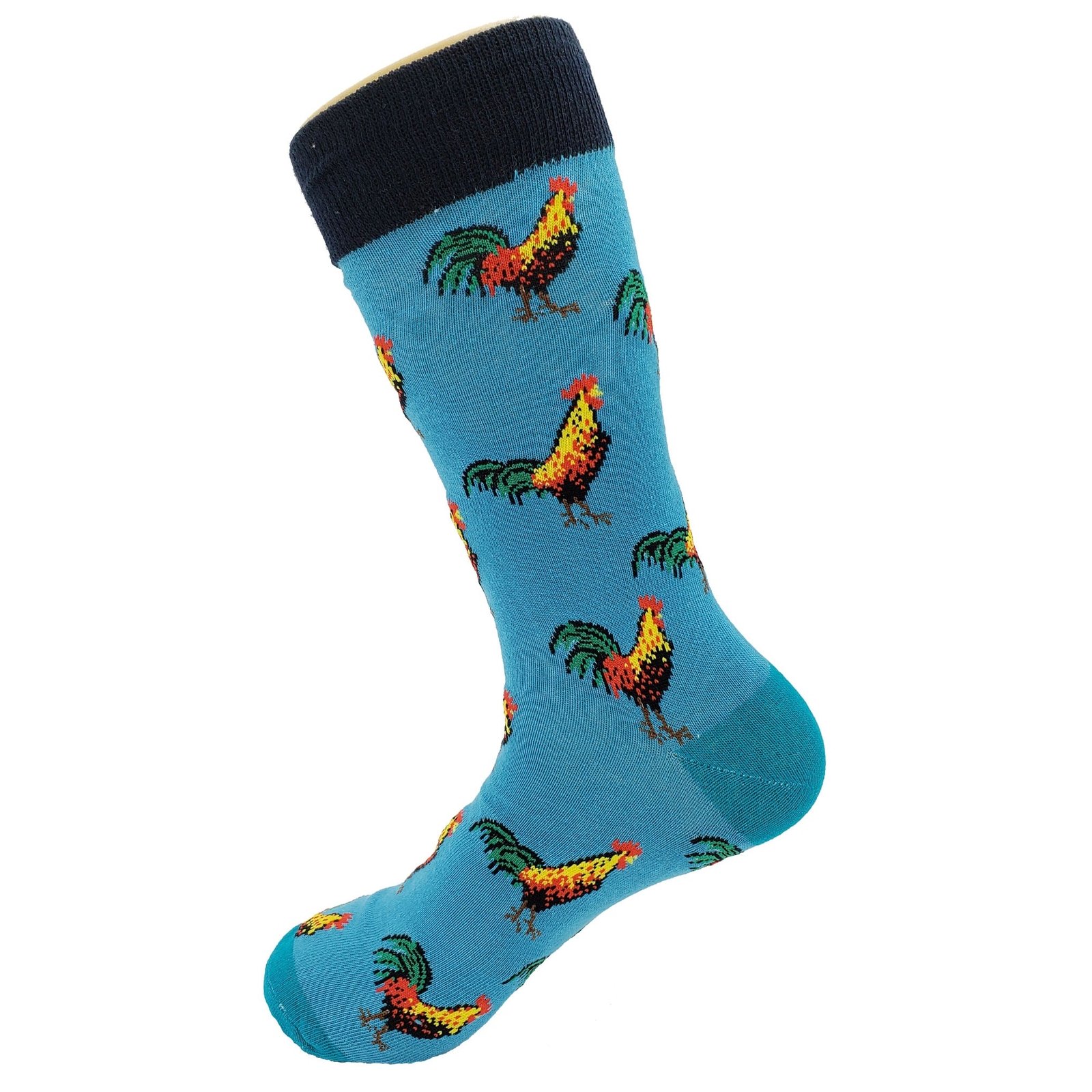NWT Rooster Dress Socks Novelty Men 8-12 Blue Crazy Fun Sockfly