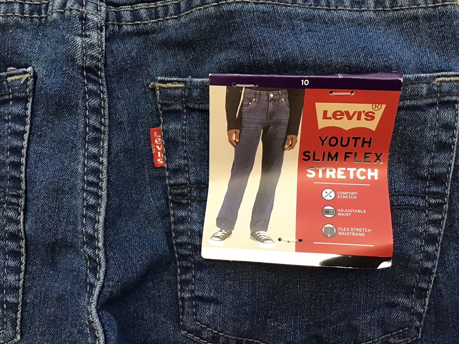Levi’s Youth Boy Sz 10 Slim Flex Stretch Adjust Waist Straight Denim Jean (M1-12