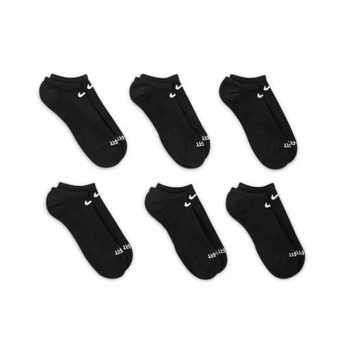 Nike Men’s Everyday 6 Pack Cushioned No Show Socks Black Size L 8-12