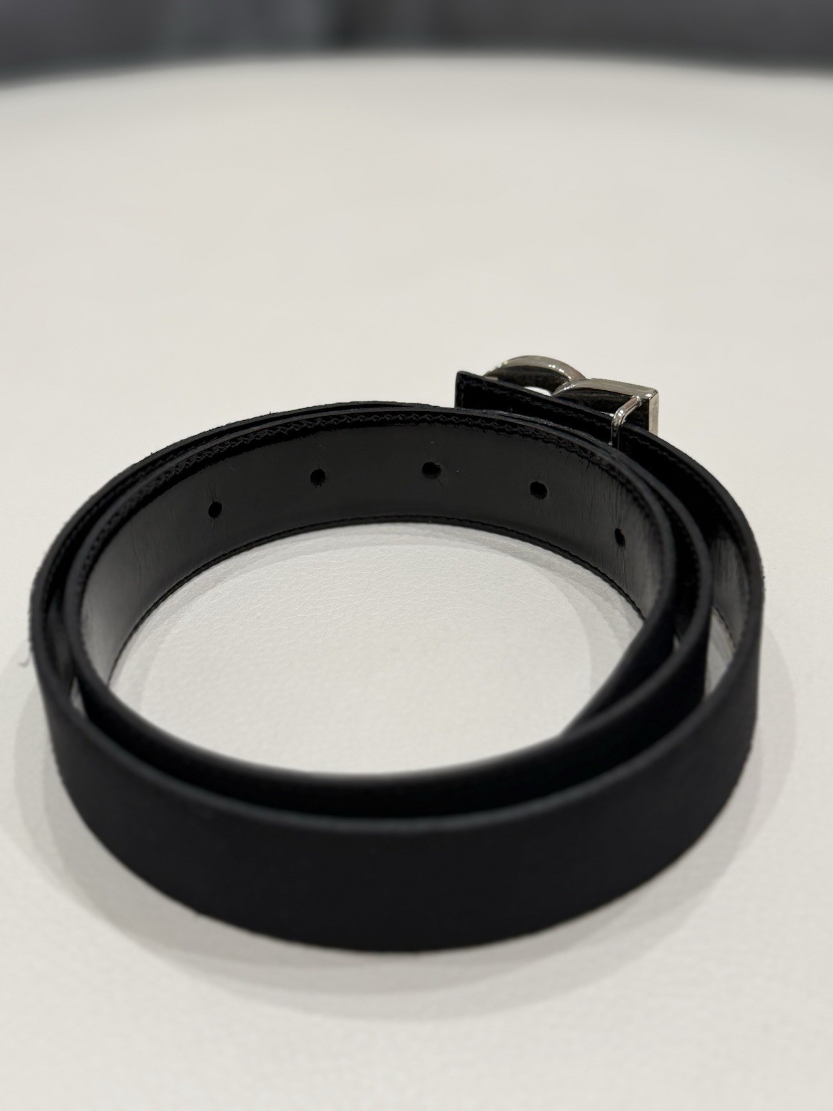 Dolce & Gabbana Women’s Black DG Logo Buckle Leather Belt Size 70cm/28in