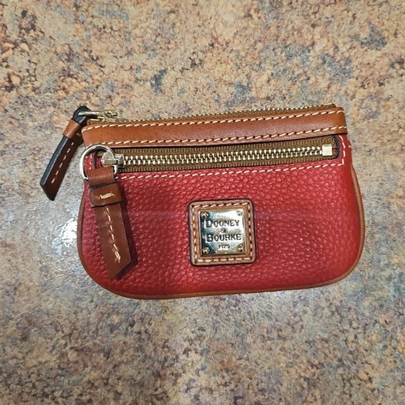 Dooney & Bourke Women’s Solid Red Zip Coin Wallet Case w/ Logo Accent