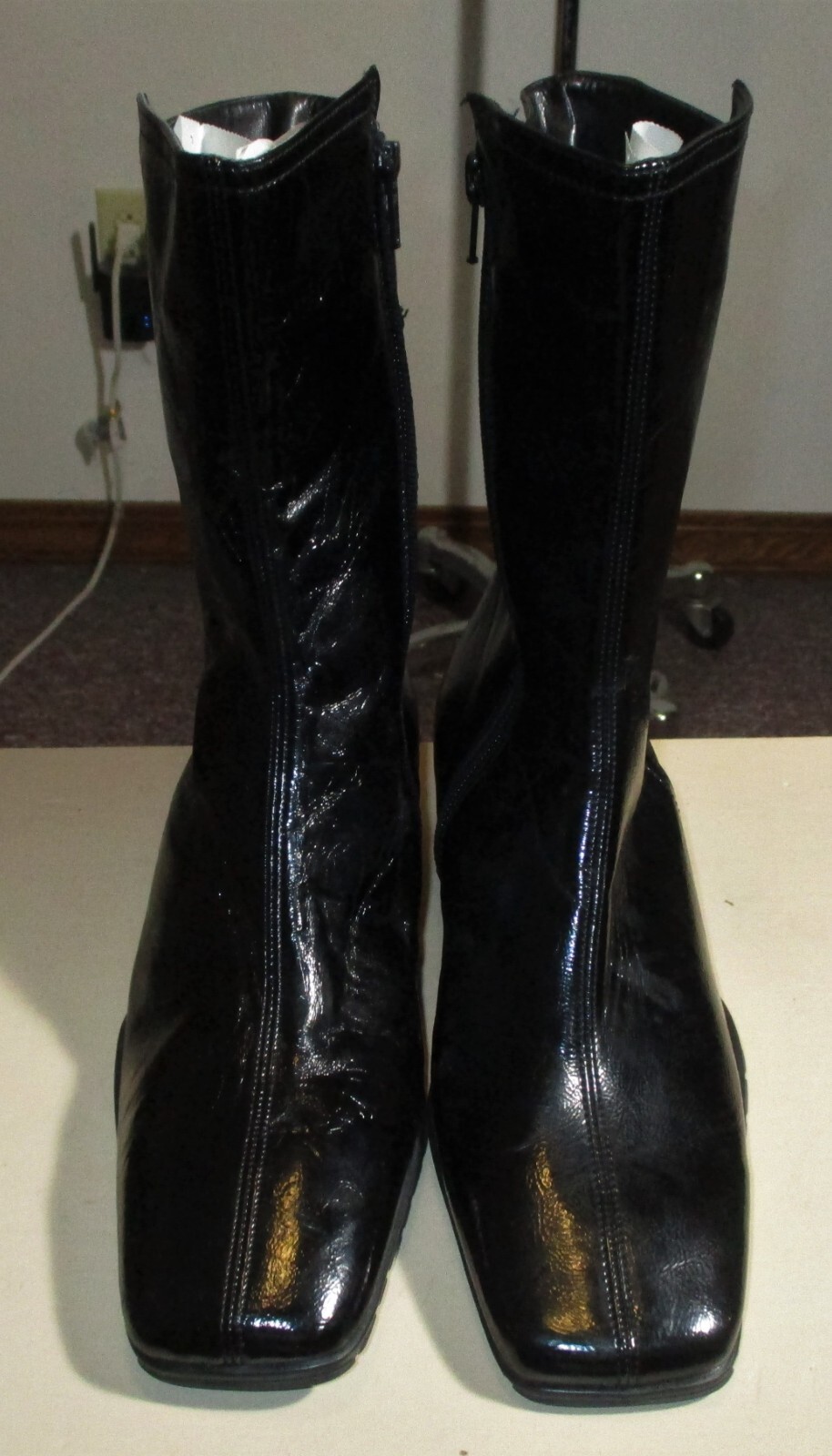 THERESIA M. Black Zip Faux Leather Boots Size 4.5 NWOT