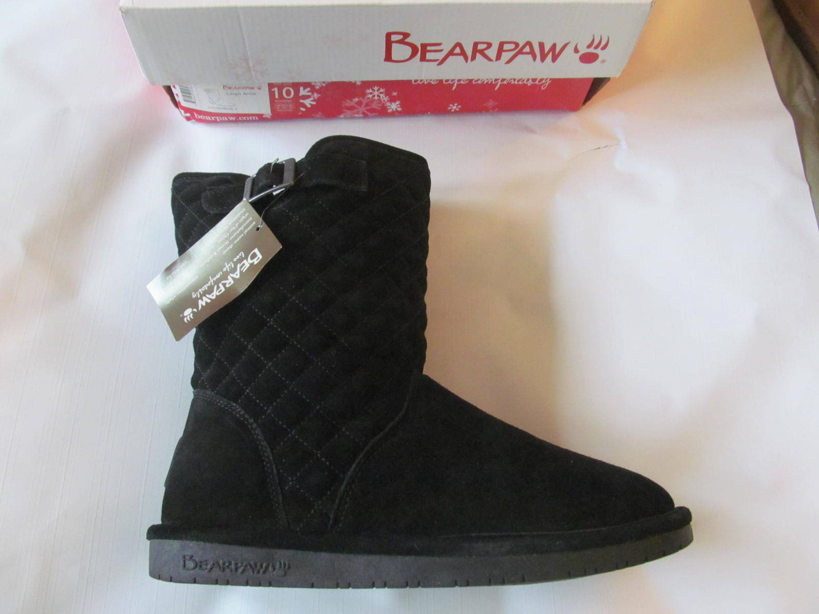 New Unisex BEARPAW Leigh Anne New Black Suede Snow Boots Size 10 Women / 9.0 Men