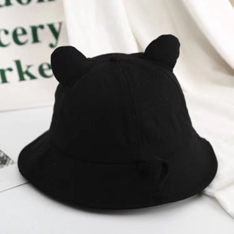 Summer and Spring Women Lovely Cat Ears Small Tail Bucket Hat Girl Fisherman Cap