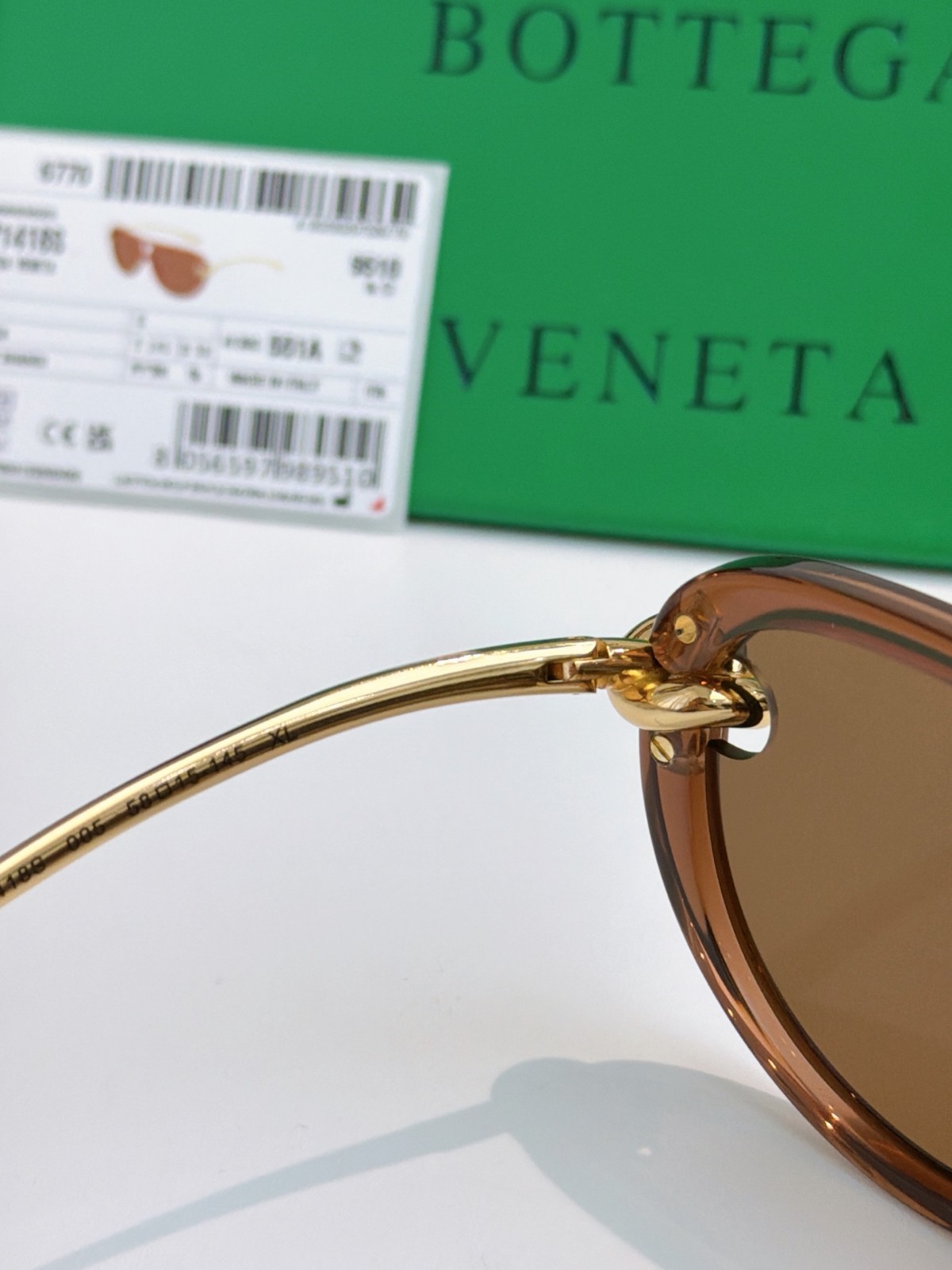 Bottega Veneta BV1418S Women Sunglasses Transparent Brown Color Designer W/ Box
