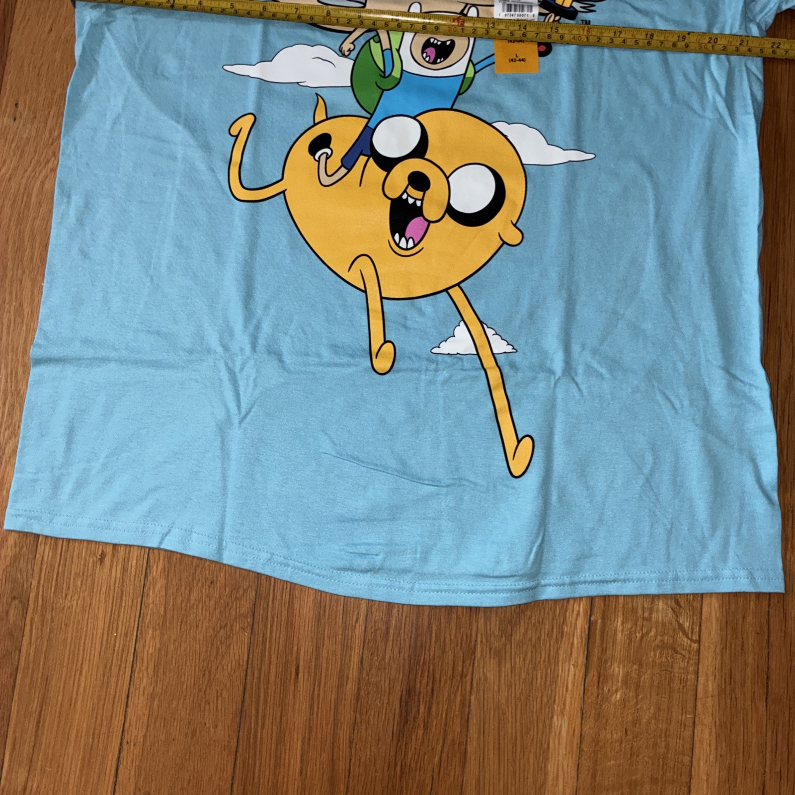 Adventure Time with Finn & Jake Men’s Blue Cartoon Graphic Tee T-Shirt Sz Large