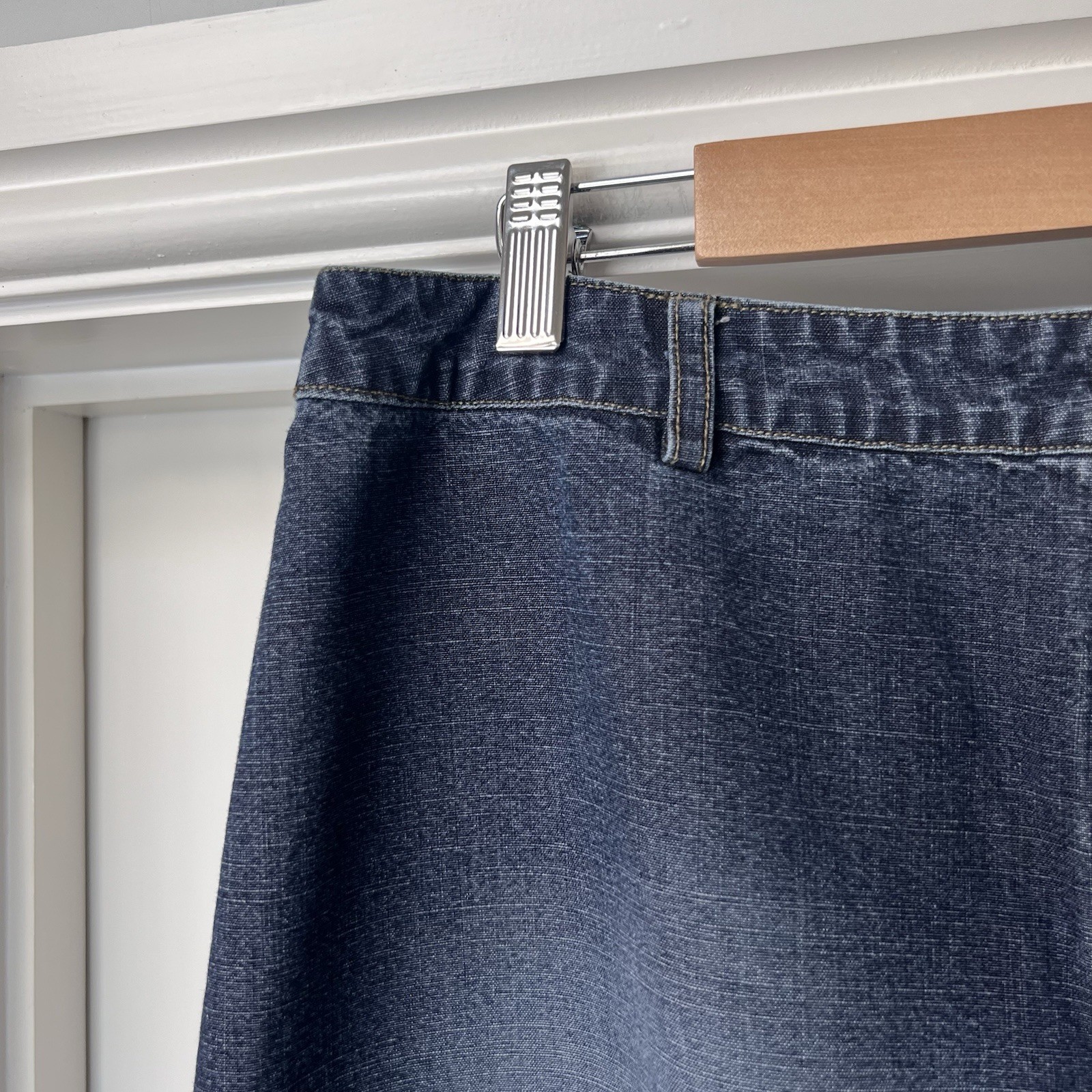 Roman Skirt Women’s UK 18 Blue Denim Straight Midi 100% Cotton Plus Size Y2K