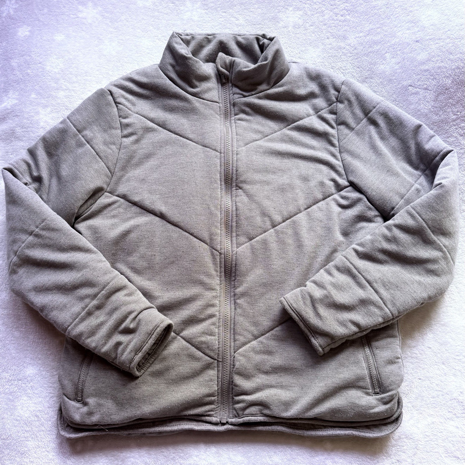 THREE DOTS Women’s Jacket Full Zip Quilted Knit, Heather Pavement Size M