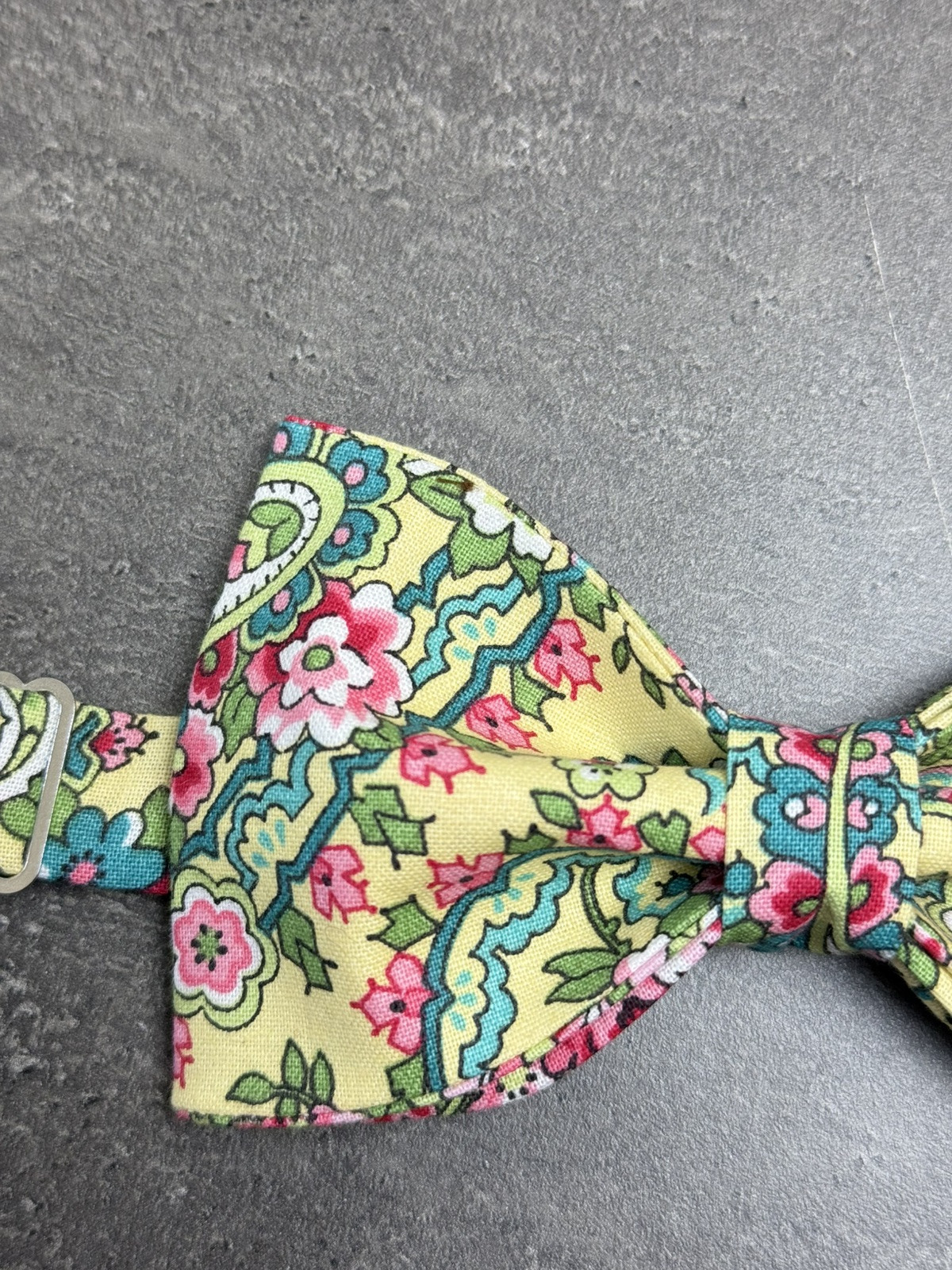 Custom Mens Yellow Floral Bow Tie Pre-tied Adjustable Handmade bowtie