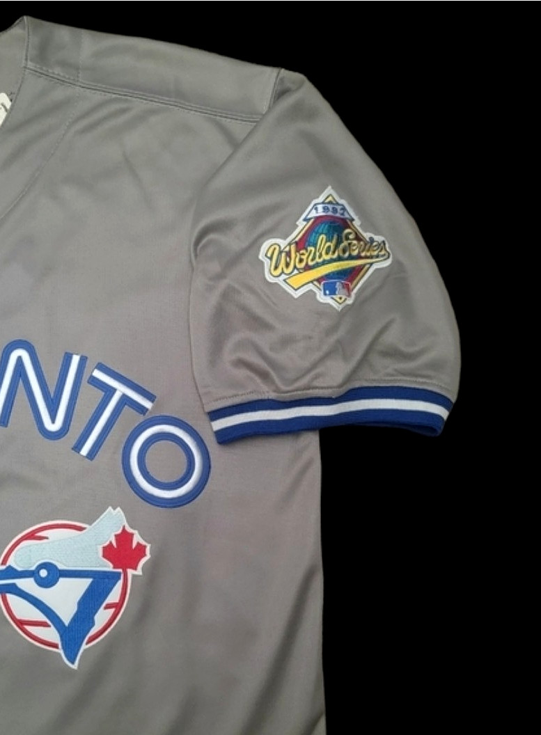 Joe Carter Toronto Blue Jays 1992 Men’s Road Gray Button-Up Baseball Jersey