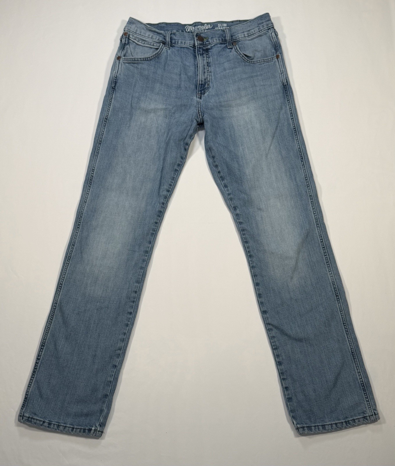Wrangler Retro Slim Straight Jeans Men’s 32×32 Light Wash Denim Western Cowboy