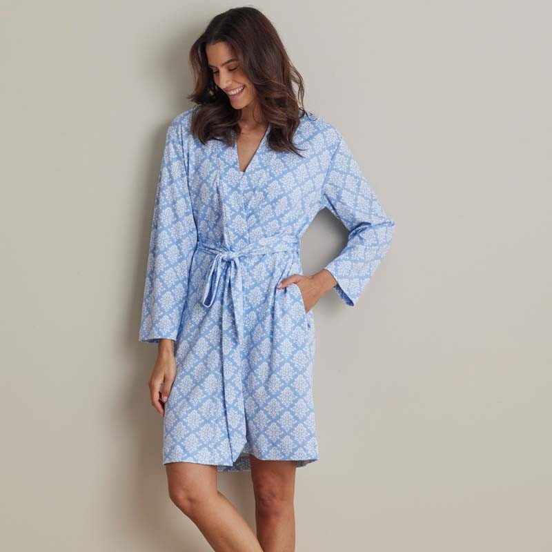 Printed Pima Cotton Women’s Kimono Robe