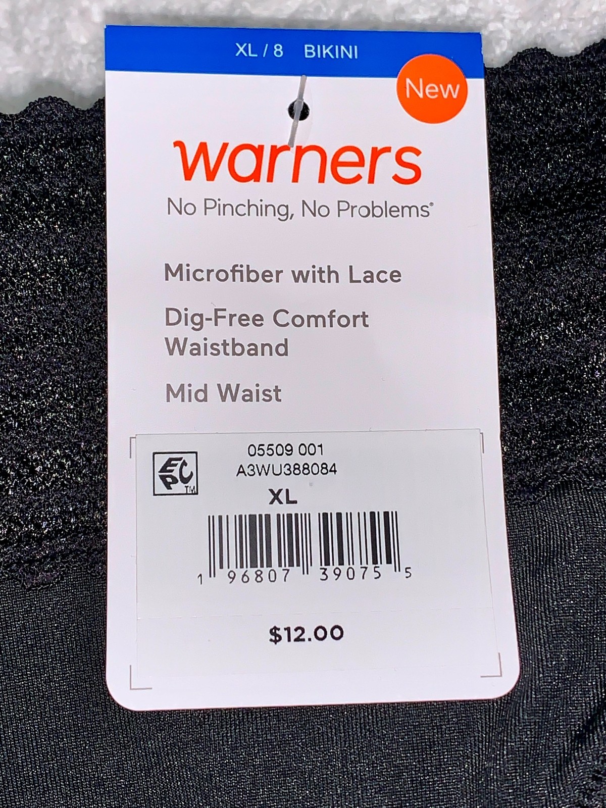 WARNERS No Pinching No Problems Lace Black Bikini Panty Womens S M L XL 2XL 3XL